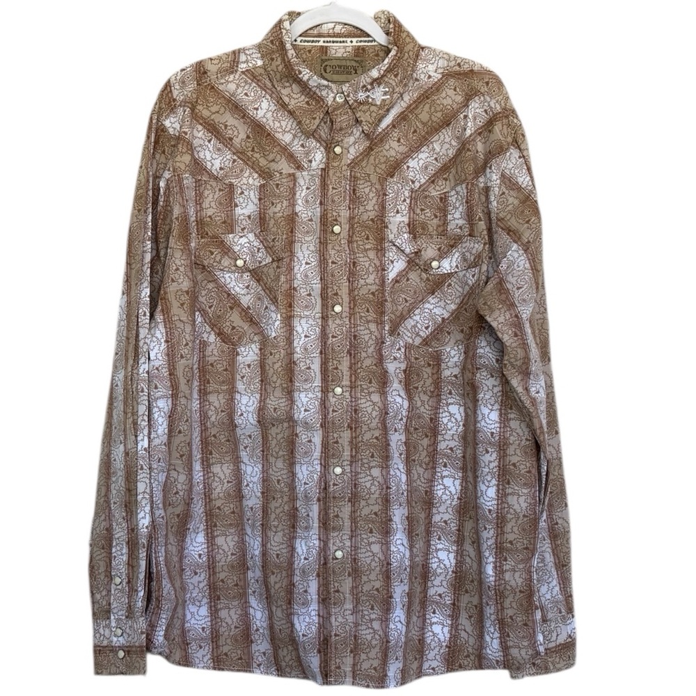 Cowboy Hardware Western Paisley  Print Pearl Snap Shirt Size XL